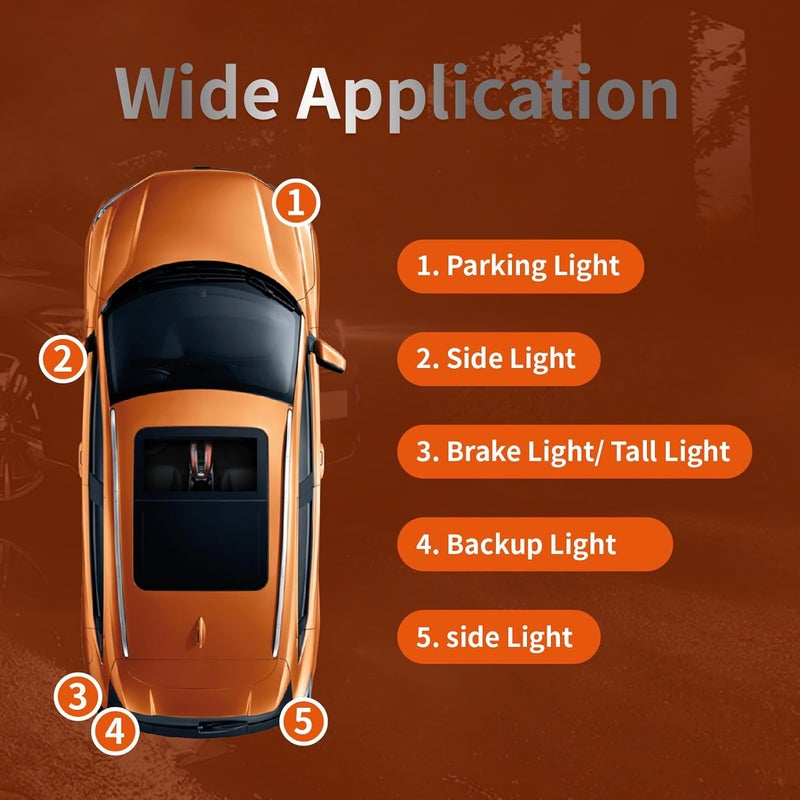 ALKOREY مصابيح T10 W5W 194 168 12V 5W، لمبات بيضاء دافئة 2700K، لمبة بديلة لأضواء لوحة الترخيص، ضوء خريطة القبة، مصابيح ضوء المجاملة، عبوة من 2 - Image 3